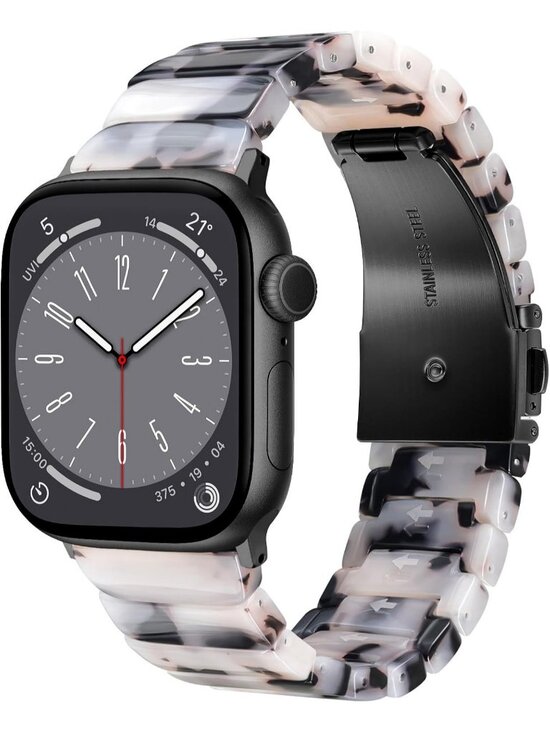 Accessories - Women's Black Floral Featherlight Resin Apple Band Lightweight Wrist Watches